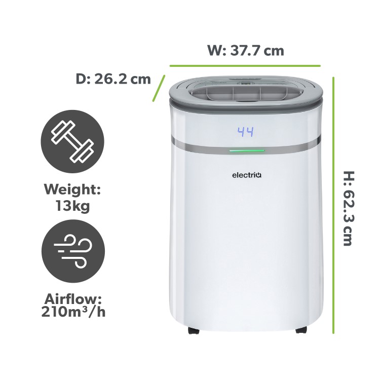 Refurbished CD25PRO-LE ElectriQ CD25PRO-LE Low Energy 25 litres Smart WIFI Fast Dry Laundry Dehumidifier and TRUE HEPA Air Purifier