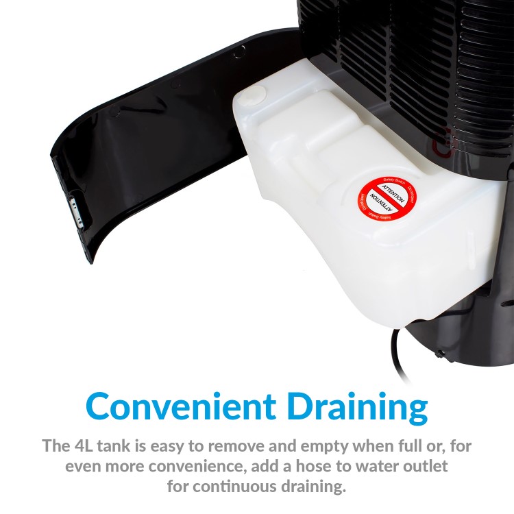 GRADE A2 - ElectriQ 12 litre Low Energy Premium  Black Dehumidifier for up to 3 bed house with Digital Humidistat and UV  Air Purifier