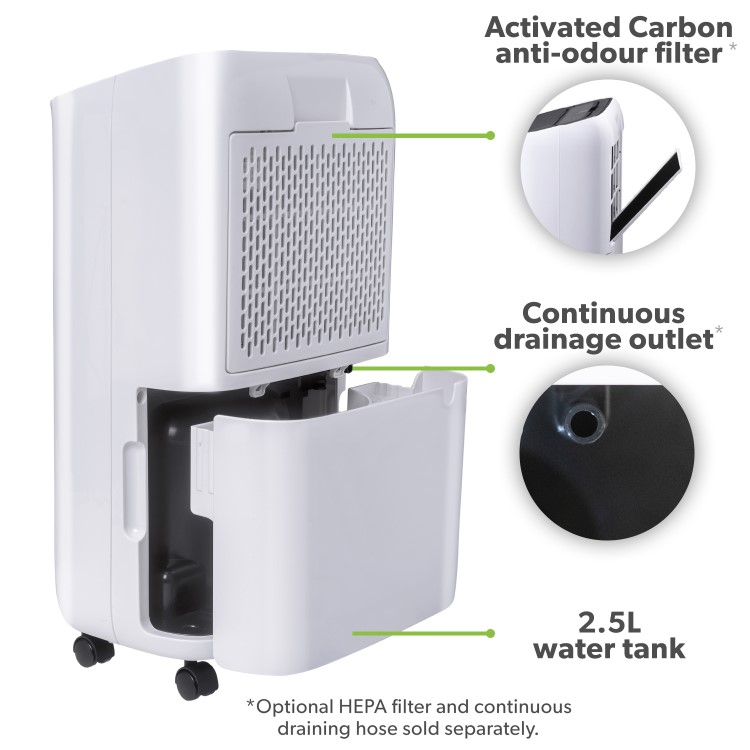 Refurbished electriQ 12 Litre Low Energy Smart App Alexa Dehumidifier with Digital Humidistat and Air Purifier