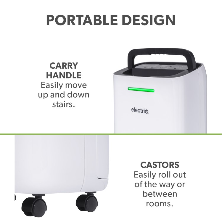 Refurbished electriQ 12 Litre Low Energy Smart App Alexa Dehumidifier with Digital Humidistat and Air Purifier