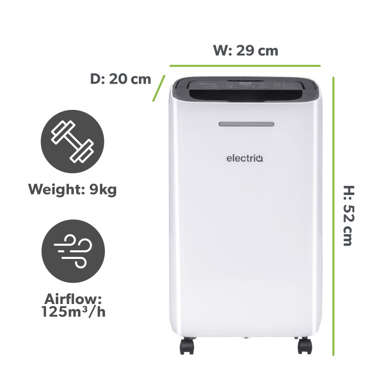 Refurbished electriQ 12 Litre Low Energy Smart App Alexa Dehumidifier with Digital Humidistat and Air Purifier