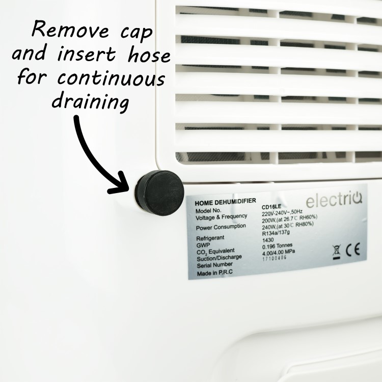 electriQ 16 litre Low Energy Dehumidifier for up to 4 bed houses