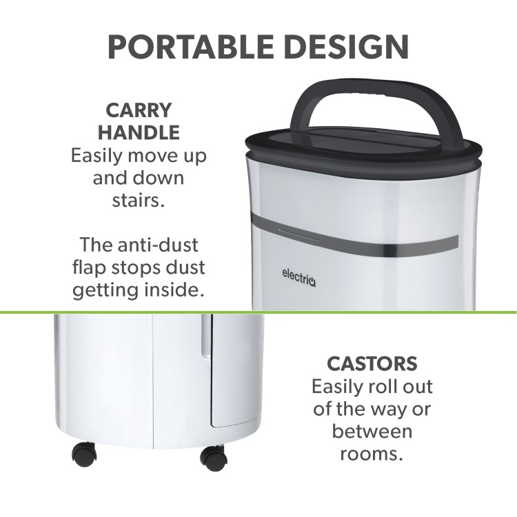 Refurbished electriQ 20 Litre Low Energy UV Antibacterial Dehumidifier with HEPA Air Purifier
