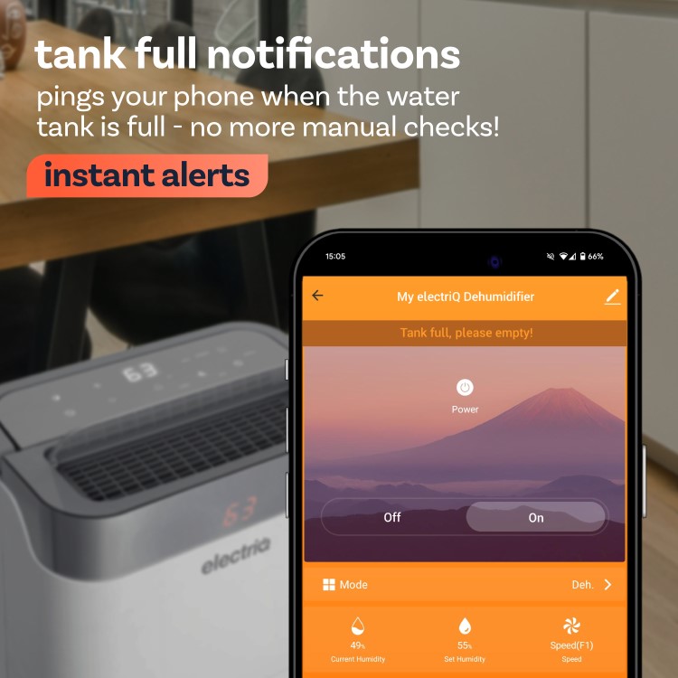 Refurbished electriQ 20 Litre Smart App Alexa Low Energy Dehumidifier with UV Air Purifier