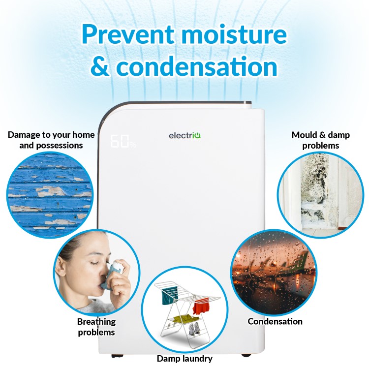 GRADE A2 - electriQ 25 litre Low Energy WIFI Smart Dehumidifier with True HEPA and UV Air Purifier
