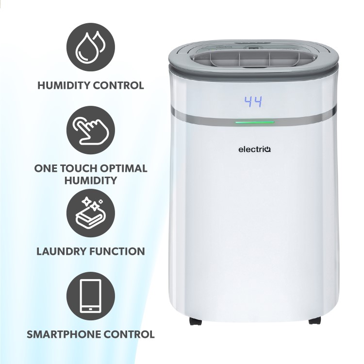 Refurbished CD25PRO-LE ElectriQ CD25PRO-LE Low Energy 25 litres Smart WIFI Fast Dry Laundry Dehumidifier and TRUE HEPA Air Purifier