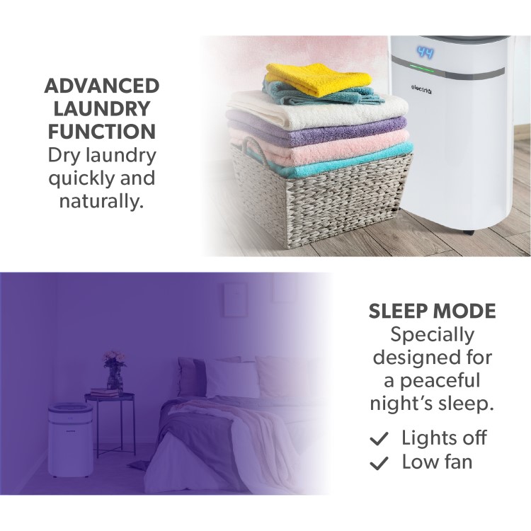 Refurbished CD25PRO-LE ElectriQ CD25PRO-LE Low Energy 25 litres Smart WIFI Fast Dry Laundry Dehumidifier and TRUE HEPA Air Purifier