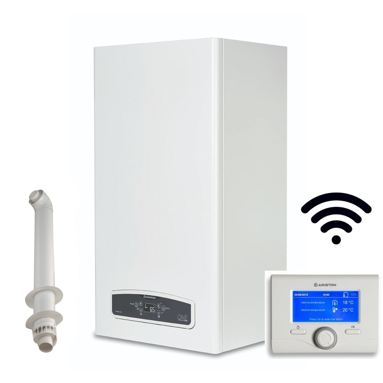 GRADE A1 - Ariston Cares ONE 24kW A+ Combi Boiler with Alexa WiFi Sensys Net and Horizontal Flue Kit  -  2 years warranty