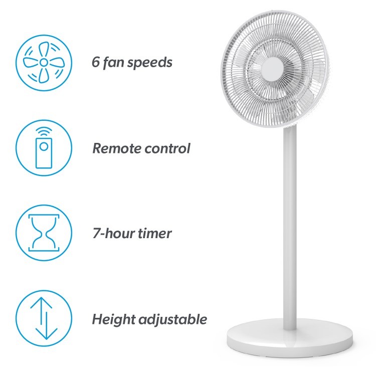 Refurbished electriQ 12 Inch Low Energy Pedestal Fan - White