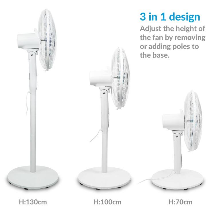 GRADE A1 - electriQ 16 Inch  Low  Energy  Quiet DC Pedestal Floor and Table Fan  with Remote Control Timer and  Oscillation Functions