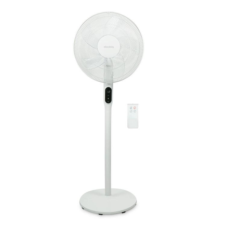 GRADE A1 - electriQ 16 Inch  Low  Energy  Quiet DC Pedestal Floor and Table Fan  with Remote Control Timer and  Oscillation Functions