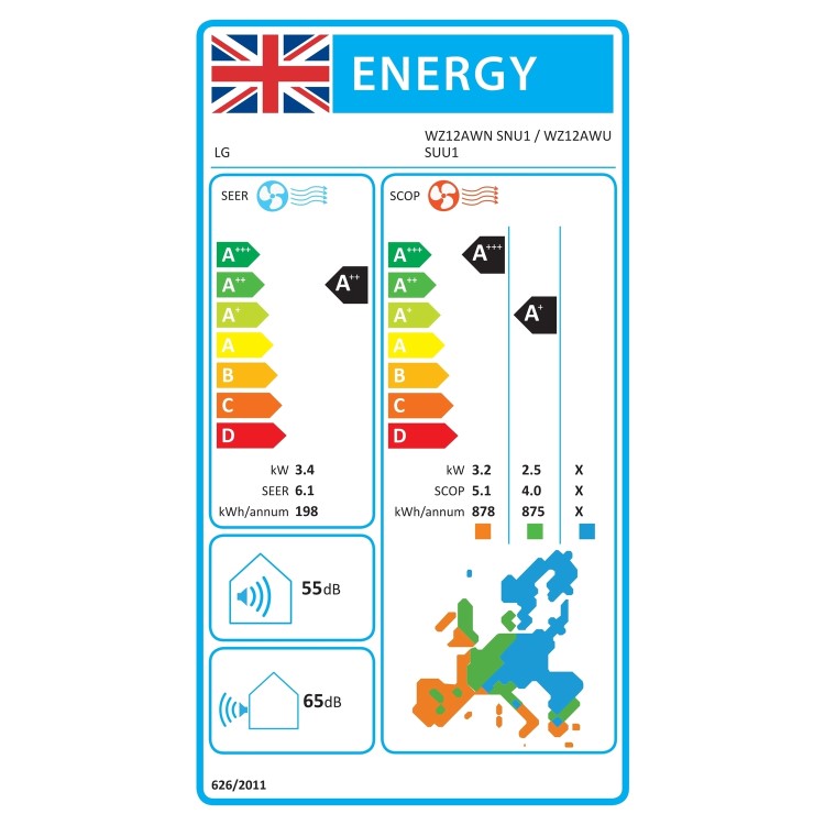 GRADE A2 - LG DualCool Pro A++ 12000 BTU Smart Wall Mounted Split Air Conditioner with Heat Pump