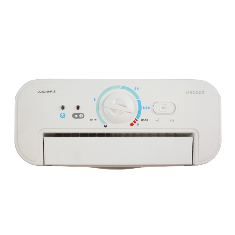 GRADE A1 - DD322FW SIMPLE Ecoair 10L Desiccant Dehumidifier up to 6 Bed House with Humidistat and 2 years warranty