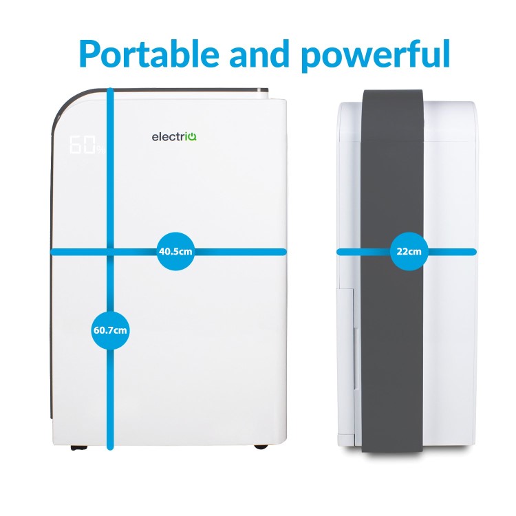 Refurbished electriQ 10 Litre Smart App Alexa Desiccant Dehumidifier with Heater and HEPA Air Purifier