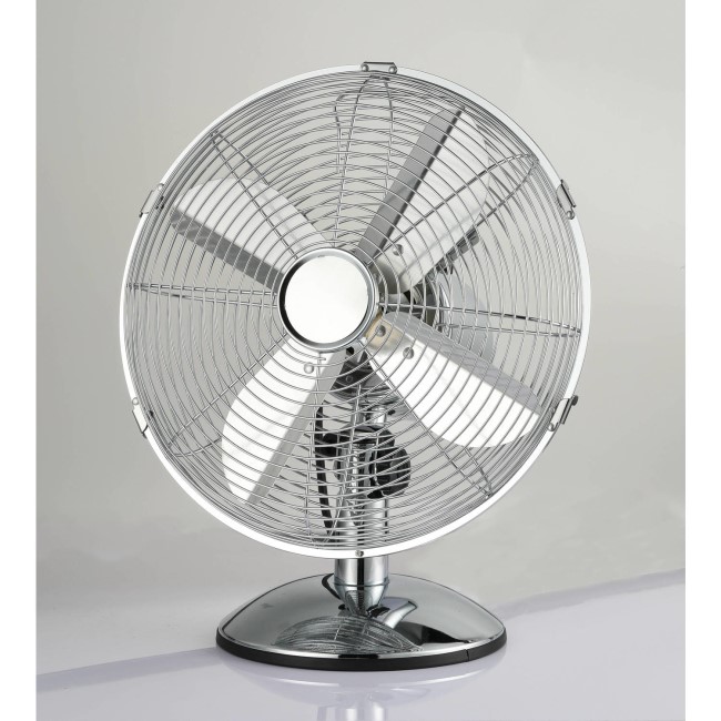 Refurbished electriQ 12 Inch Inch Chrome Desk Fan With Oscillating Function