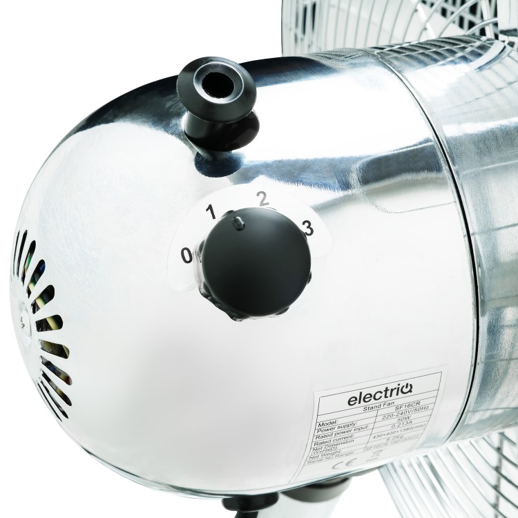 GRADE A2 - electriQ 12 Inch  Inch Chrome Desk Fan With Oscillating Function