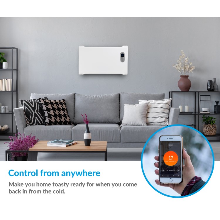 electriQ 1500W Wall Mountable Designer Panel Heater with Smart WiFi Alexa - Bathroom Safe IP24