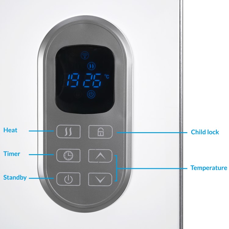 electriQ 1500W Wall Mountable Designer Panel Heater with Smart WiFi Alexa - Bathroom Safe IP24