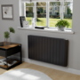 electriQ 2000W Smart Aluminium Electric Designer Radiator Sleek Black Wall Mounted - Energy Efficient Panel Heater