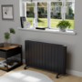 electriQ 2000W Smart Aluminium Electric Designer Radiator Sleek Black Wall Mounted - Energy Efficient Panel Heater