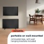 electriQ 2000W Smart Aluminium Electric Designer Radiator Sleek Black Wall Mounted - Energy Efficient Panel Heater