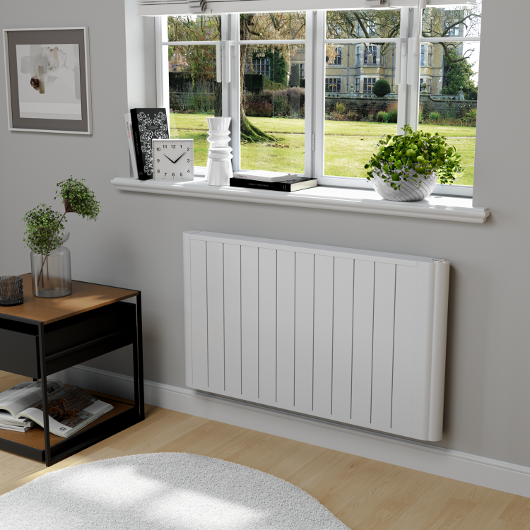 electriQ 2000W Smart Electric Designer Aluminium Panel Heater With LED Display - Wall Mountable - White