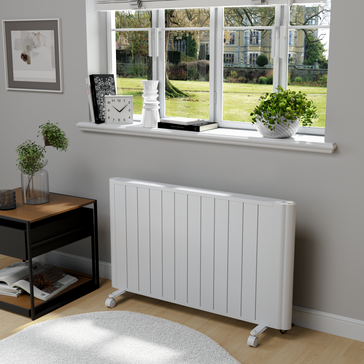 electriQ 2000W Smart Electric Designer Aluminium Panel Heater With LED Display - Wall Mountable - White