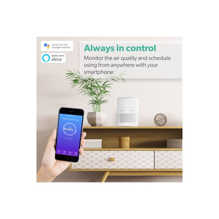 GRADE A5 - electriQ 360 Degree Air Purifier Smart WiFi Alexa with Air Quality Sensor and HEPA Carbon filters for rooms up to 40 sqm