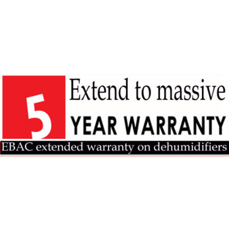 Domestic Dehumidifers 5 years UK Warranty upgrade from standard 2 year Ebac warranty  to a total of 5 years 