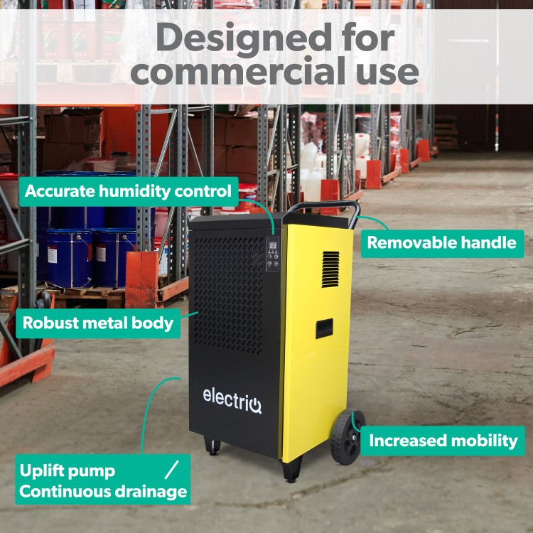 GRADE A3 - electriQ 70L Industrial Portable Compressor Dehumidifier