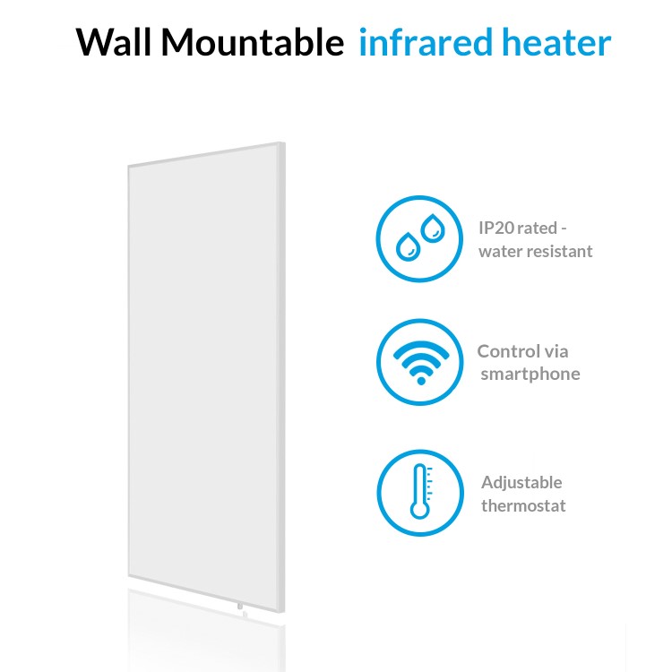 GRADE A2 - Low Energy 700w Infrared Wall Mounted Frameless Panel Heater with Smart WiFi Alexa - Ultra-slim and Ultra-light