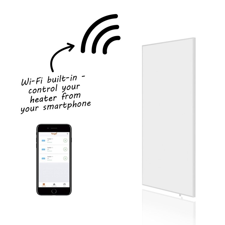 GRADE A2 - Low Energy 700w Infrared Wall Mounted Frameless Panel Heater with Smart WiFi Alexa - Ultra-slim and Ultra-light
