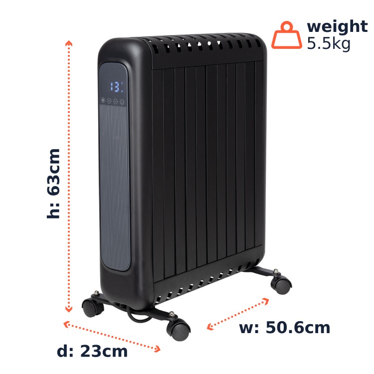 electriQ 2400W Smart WiFi Eco Oil-Free Radiator & Panel Heater with Thermostat Timer & Remote - White