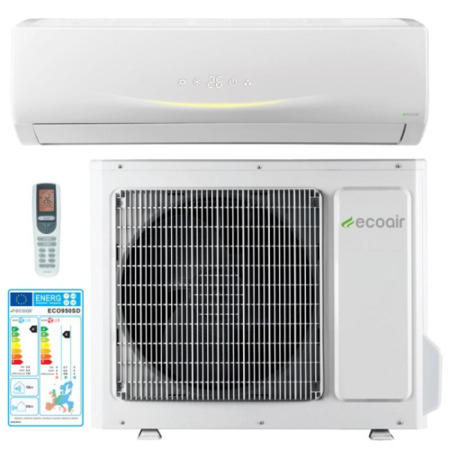Ecoair ECO950SD 9000 BTU High Wall Mounted Inverter Air Conditioner with Heat Pump
