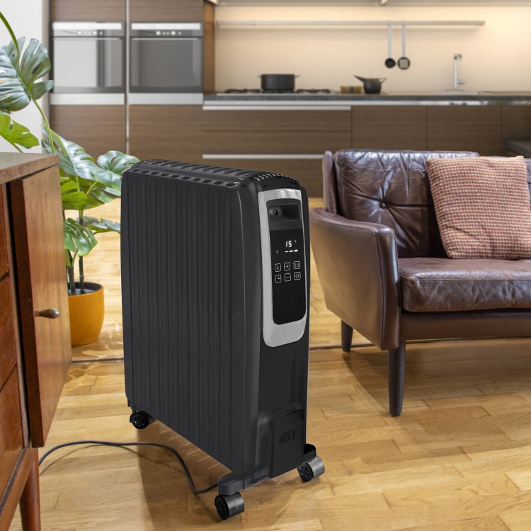 GRADE A1 - 2.5 kW Smart App Oil Filled Radiator with Alexa Google& Remote - Black