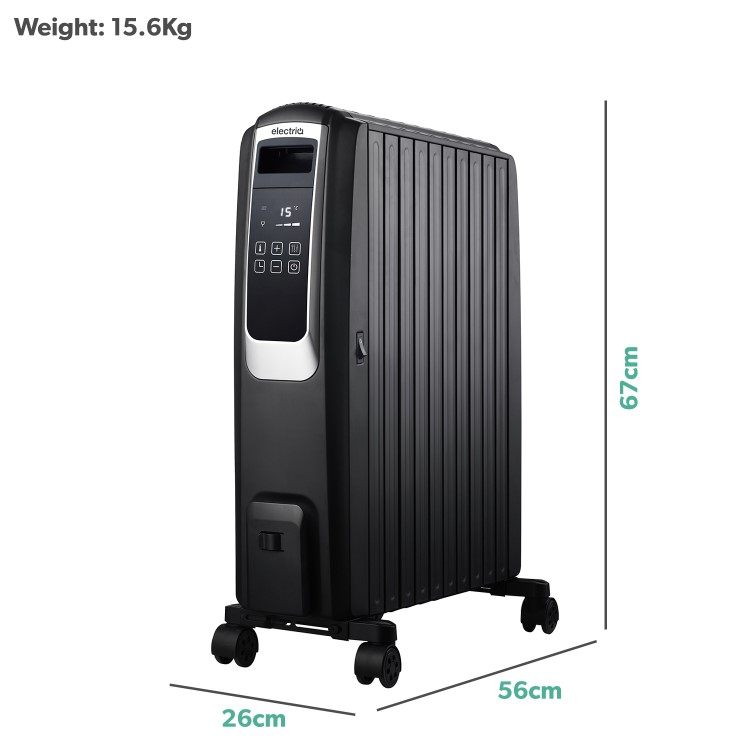 GRADE A1 - 2.5 kW Smart App Oil Filled Radiator with Alexa Google& Remote - Black