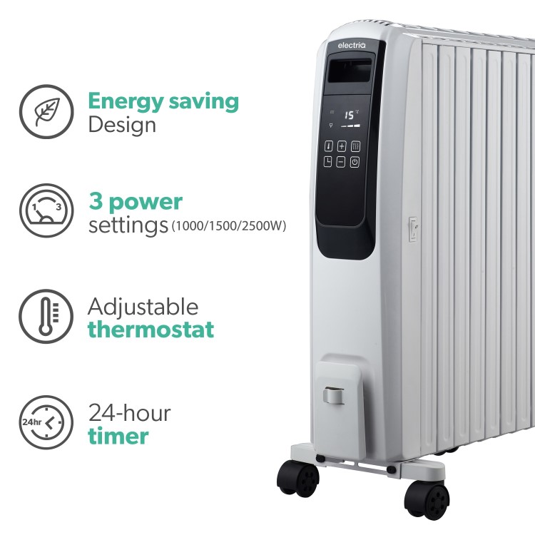 Refurbished 2.5W Smart App Oil Filled Radiator with Alexa Google& Remote - White