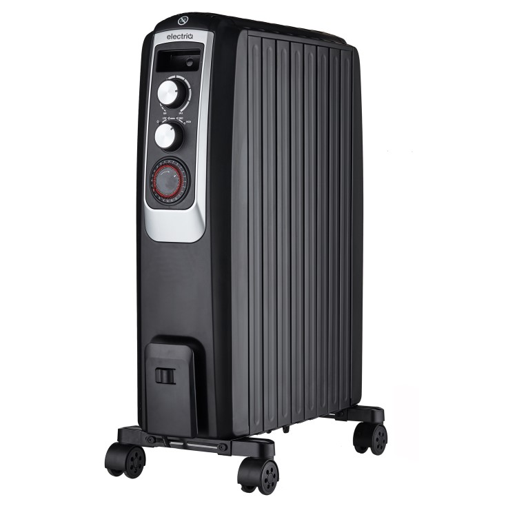 GRADE A3 - electriQ Portable 8 Fin Oil Filled Radiator - Black