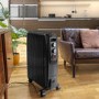 GRADE A3 - electriQ Portable 8 Fin Oil Filled Radiator - Black