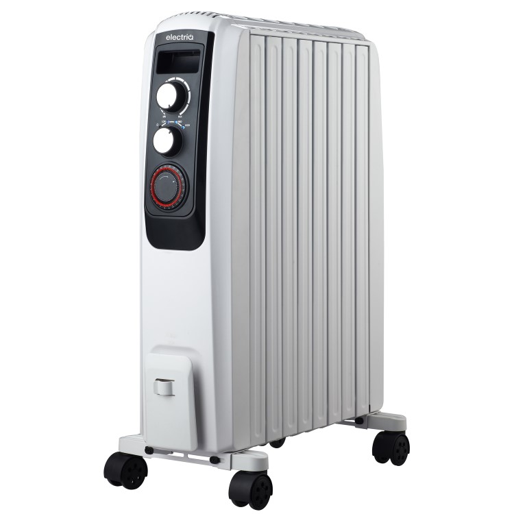 Refurbished electriQ Portable 8 Fin Oil Filled Radiator - White