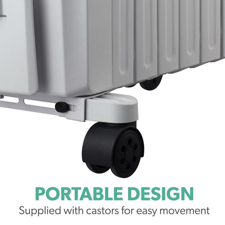 Refurbished electriQ Portable 8 Fin Oil Filled Radiator - White