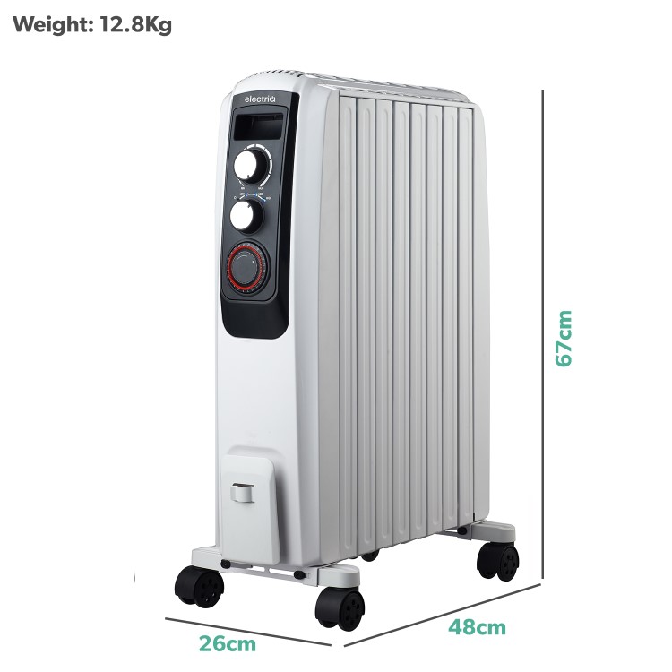 Refurbished electriQ Portable 8 Fin Oil Filled Radiator - White