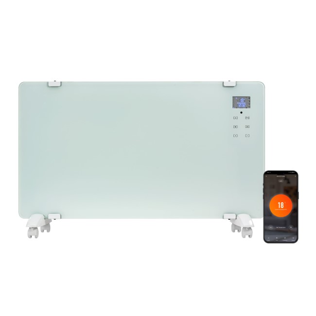 electriq 2000W Smart Designer Glass Panel Heater - Wall Mountable & Bathroom Safe 