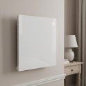 EGH350WWIR electriQ 350W Smart Infrared Designer Glass Panel Heater - Low Energy IP44 Bathroom Safe Wall Mountable or Free Standing 600x600 mm - White