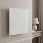 Low Energy 350W Smart Infrared Designer Glass Panel Heater - IP44 Bathroom Safe Wall Mountable or Free Standing 600x600mm - White