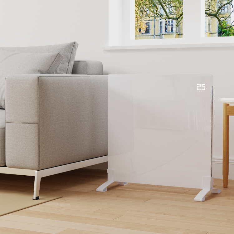 Low Energy 350w Infrared Designer Glass Wall Mounted Heater and Smart WiFi Alexa - IP44 Bathroom Safe