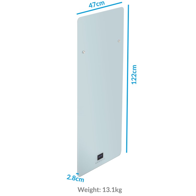Low Energy 850w Infrared Designer Glass Wall Mounted Heater with Towel Rail and Smart WiFi Alexa - IP24 Bathroom Safe