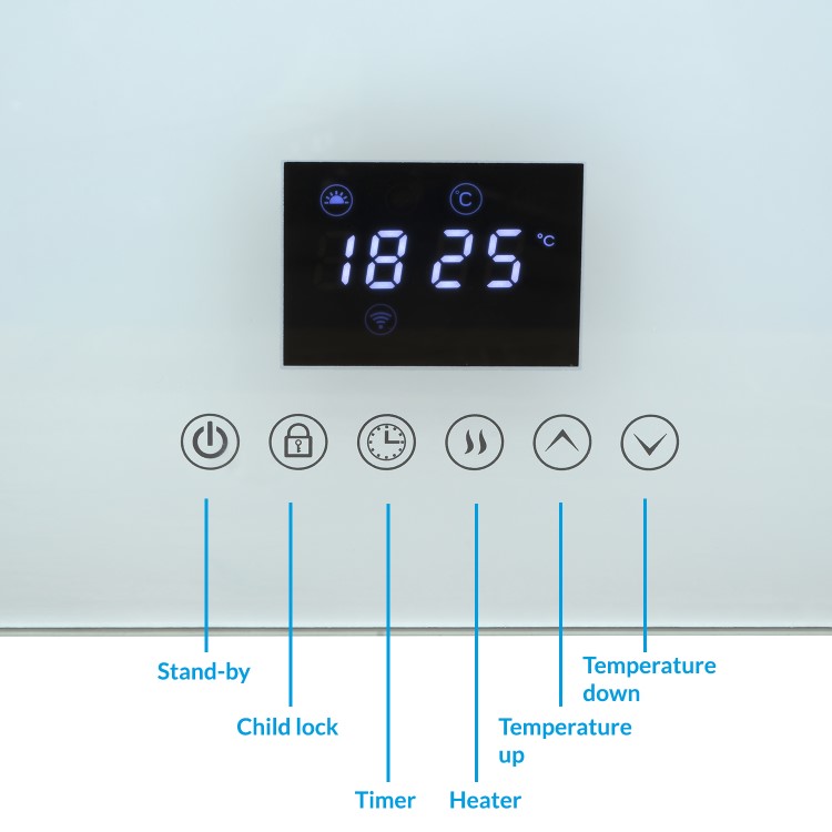 Low Energy 850w Infrared Designer Glass Wall Mounted Heater with Towel Rail and Smart WiFi Alexa - IP24 Bathroom Safe