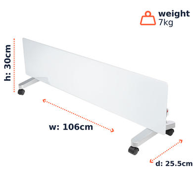 Refurbished - electriQ 750W Smart Designer Slim Glass Panel Heater - Wall Mountable & Bathroom Safe - White