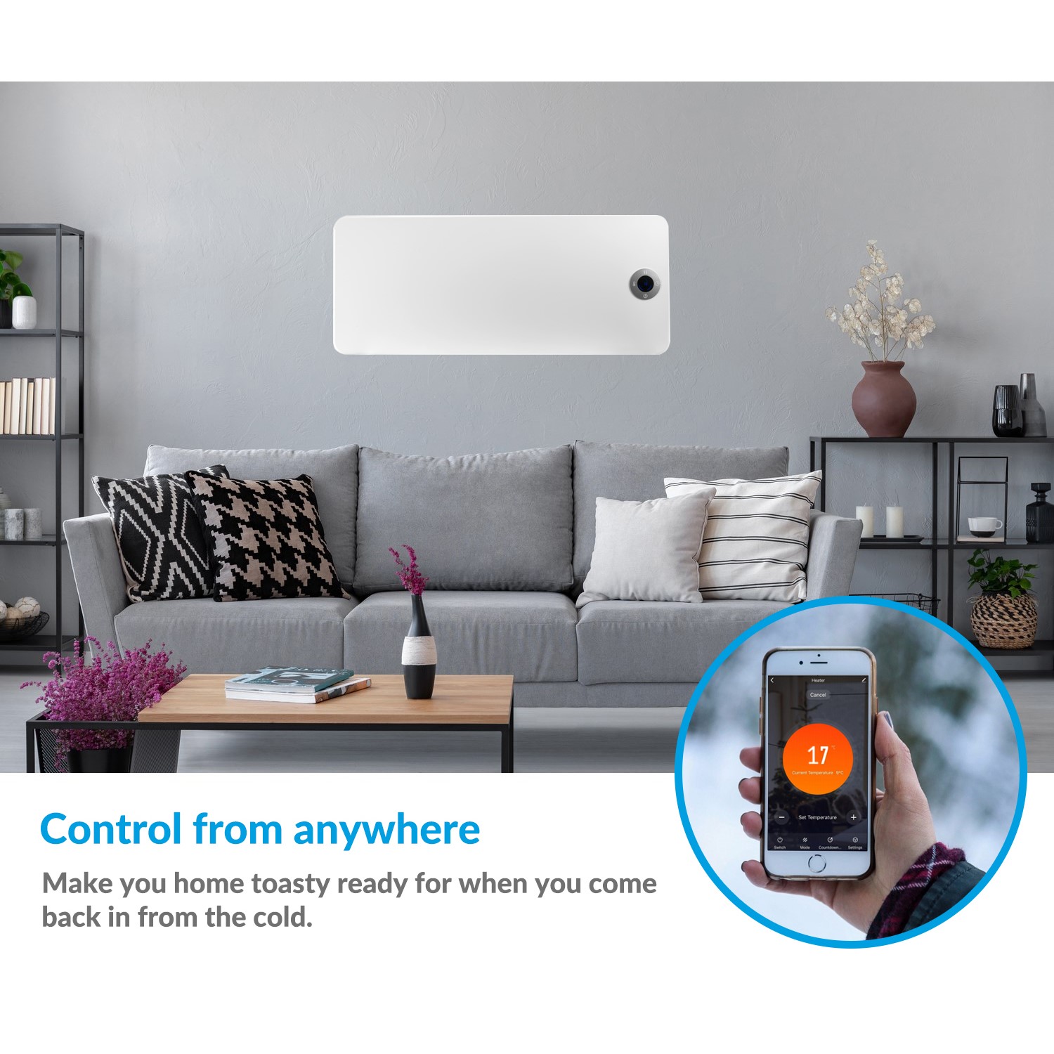 Buy Refurbished electriQ 2000W Wall Mountable Panel Heater with Smart